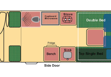 Wendekreisen Koru 2 Bett Du/WC XL